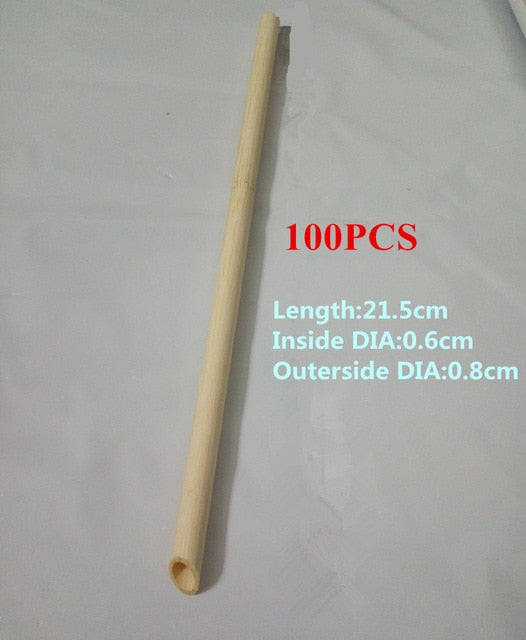 100pcs Eco Friendly Reusable Straw 21.5cm Carbonized Bamboo Smoothie Straws Pointed Coffee Milk Drinking Straw