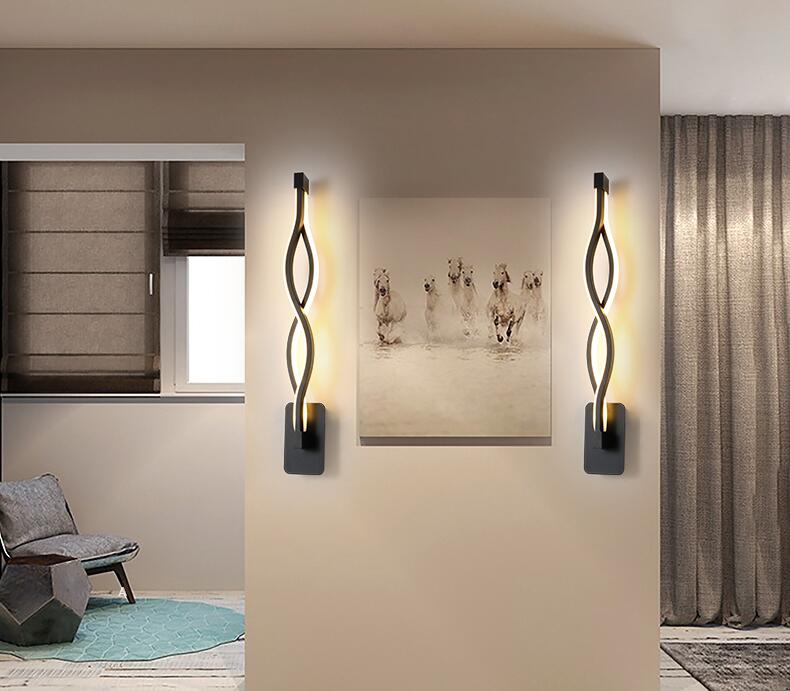 Modern Minimalist Wall Lamps Living Room Bedroom Bedside 16W AC96V-260V LED Sconce black white Lamp Aisle Lighting decoration