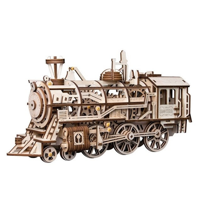 Robud DIY Model Building Kits Laser Cutting 3D Wooden Mechanical Action by Clockwork Gift Toys for Children LK