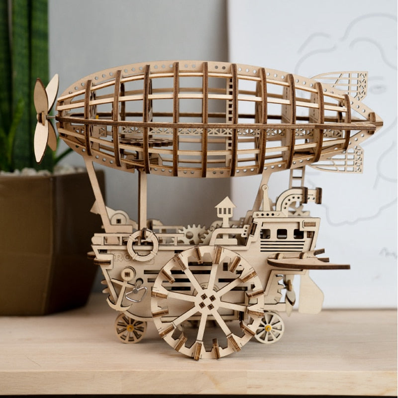 Robud DIY Model Building Kits Laser Cutting 3D Wooden Mechanical Action by Clockwork Gift Toys for Children LK