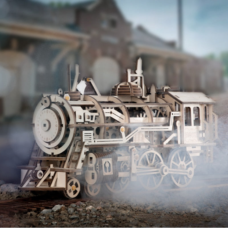 Robud DIY Model Building Kits Laser Cutting 3D Wooden Mechanical Action by Clockwork Gift Toys for Children LK