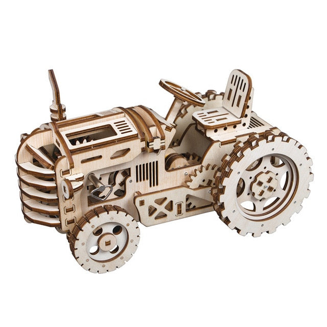 Robud DIY Model Building Kits Laser Cutting 3D Wooden Mechanical Action by Clockwork Gift Toys for Children LK