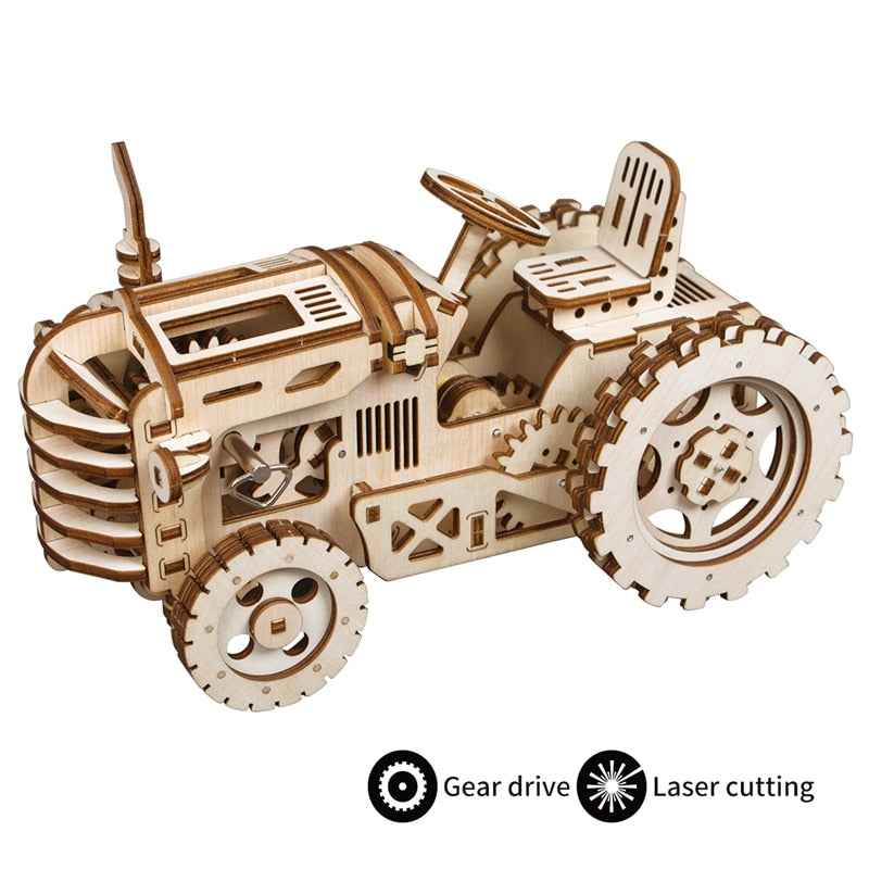 Robud DIY Model Building Kits Laser Cutting 3D Wooden Mechanical Action by Clockwork Gift Toys for Children LK