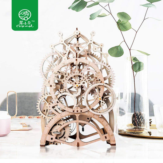 Robud DIY Model Building Kits Laser Cutting 3D Wooden Mechanical Action by Clockwork Gift Toys for Children LK