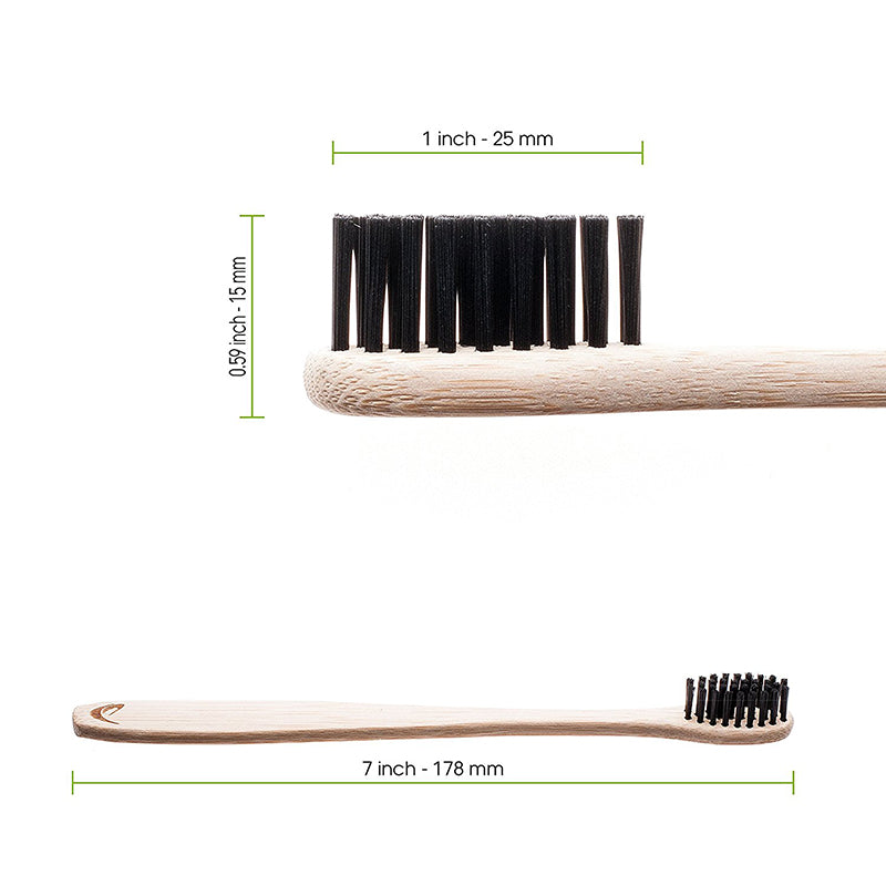 Bamboo Toothbrush with Charcoal Bristles Natural Dental Care for Home Family Travel