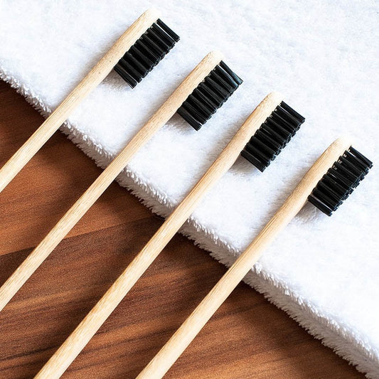 Bamboo Toothbrush with Charcoal Bristles Natural Dental Care for Home Family Travel