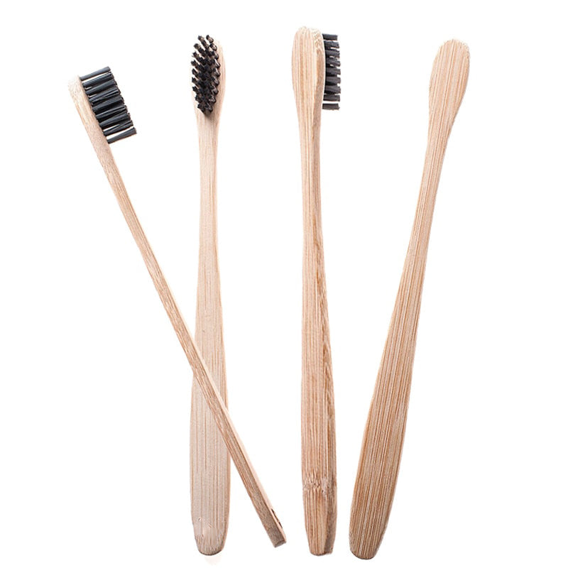 Bamboo Toothbrush with Charcoal Bristles Natural Dental Care for Home Family Travel