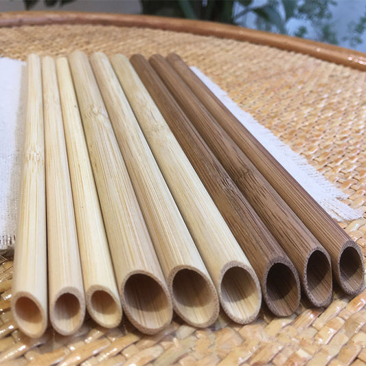 100pcs Eco Friendly Reusable Straw 21.5cm Carbonized Bamboo Smoothie Straws Pointed Coffee Milk Drinking Straw