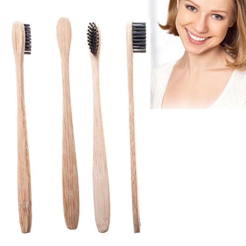 Bamboo Toothbrush with Charcoal Bristles Natural Dental Care for Home Family Travel