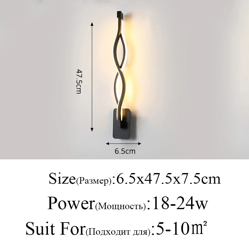 Modern Minimalist Wall Lamps Living Room Bedroom Bedside 16W AC96V-260V LED Sconce black white Lamp Aisle Lighting decoration