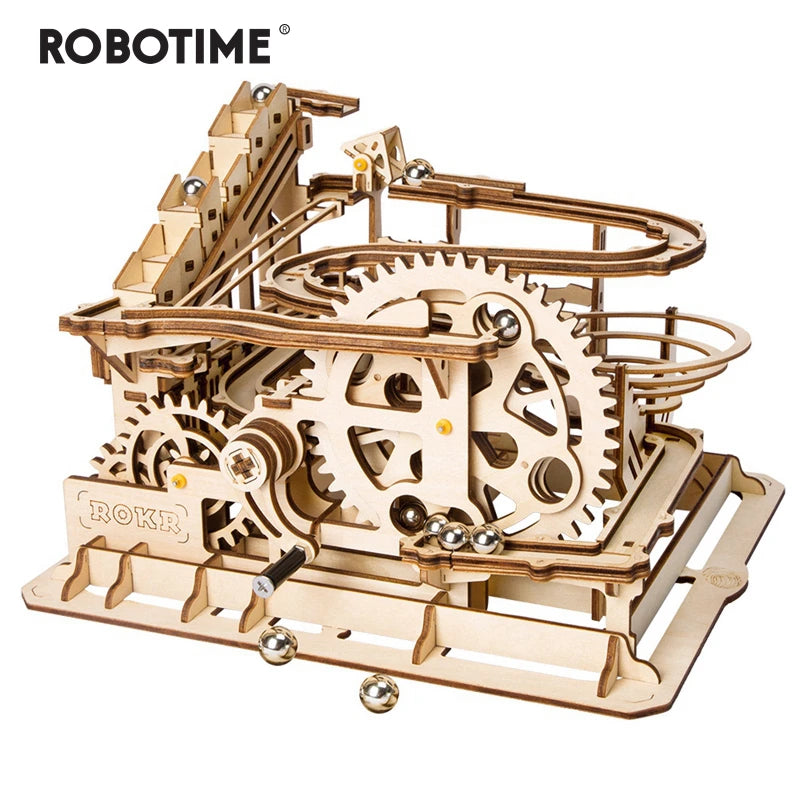 Robotime Rokr 4 Kinds Marble Run DIY Waterwheel Wooden Model Building Block Kits Assembly Toy Gift for Children Adult Dropship